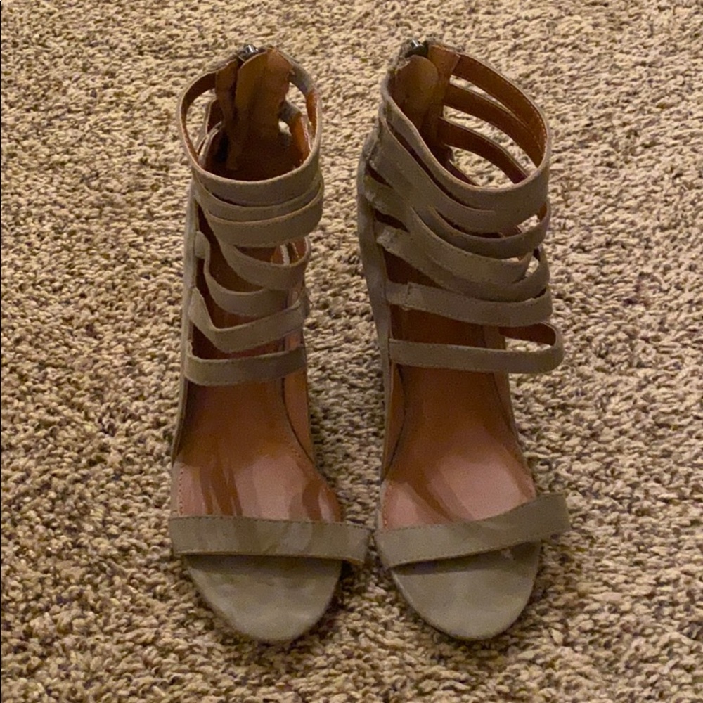Olive Strappy Wedges